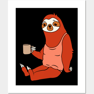 Lazy Sloth With Coffee Posters and Art